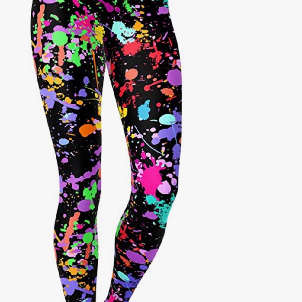 Women's Artistic Splash Printed 80s Leggings Brushed Buttery Soft Pants Regular